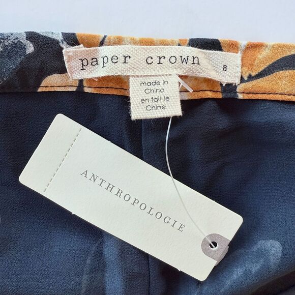 NWT Anthro Paper Crown Primrose Wide Leg Floral Pleated Pants in Blue & Yellow 8 - Picture 6 of 12